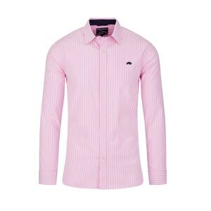 Raging Bull Mens Classic Stripe Long-Sleeved Shirt / Pink